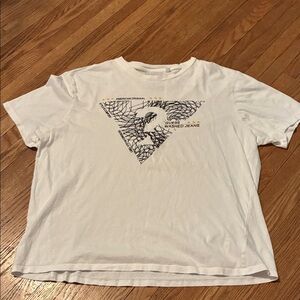 Guess White Tee with Black Abstract Design